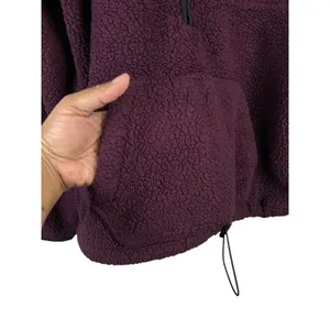 PINK Victoria's Secret Sherpa Fleece Pullover Jacket Purple -Sz. Medium thumbnail 3