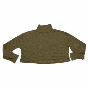 Free People Army Green Waffle Knit Cropped Mockneck BK Top Shirt size Large thumbnail 5