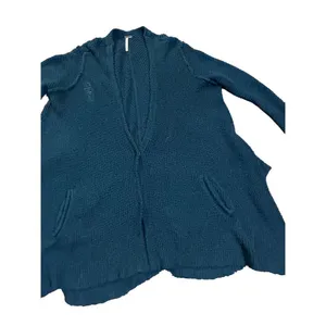 Free People long line open‎ knit snap closure oversized teal cardigan sz XS thumbnail 4