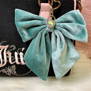 New Coquette Velour Teal Bow for Purse/ Bag/ Keychain thumbnail 1