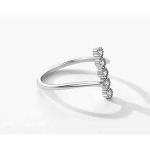 Women's Bezel Set Simulated Diamond Platinum Plated S925 Rhodium Ring, Size 5‎ thumbnail 11