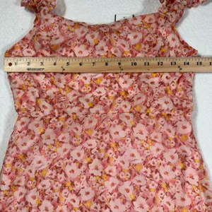 Lush Midi Dress Women's Medium Dusty Rose Yellow Floral Print Ruffle New thumbnail 2