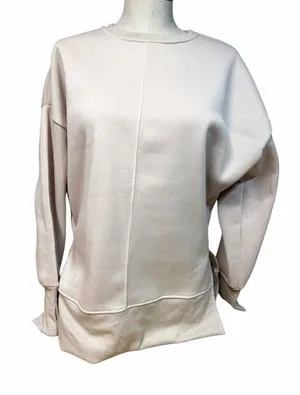 Women's Oversized Tan Crewneck Pullover Sweatshirt Size L #260202 thumbnail 1