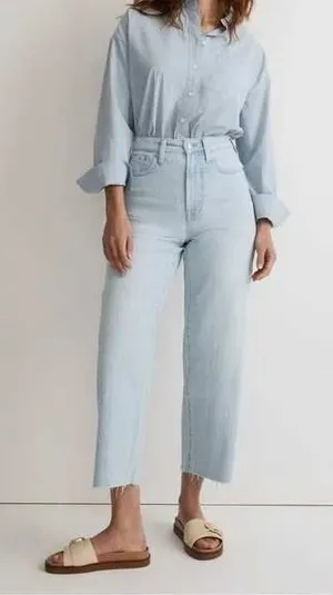 Madewell The Curvy Perfect Vintage Jean Light Wash Frayed Hem Denim Size 26‎ thumbnail 1
