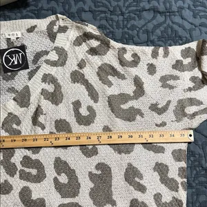 POL women’s plus size 2XL oversized olive & leopard pattern slouchy sweater new thumbnail 6