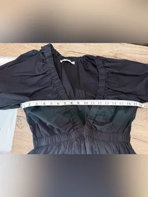 Abercrombie and Fitch black mini dress with puff sleeves size medium thumbnail 3