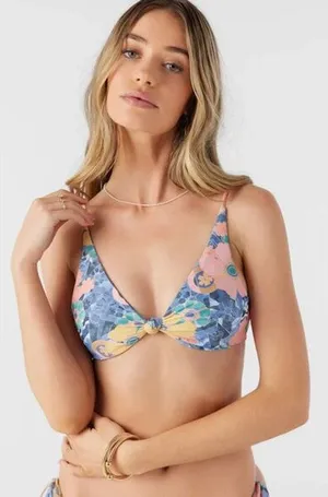 O'Neill‎ Jadia Pismo Knotted Triangle Floral-Print Bikini Top Small NWT thumbnail 1