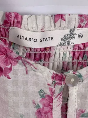 Altar’d State Tank Top XL Pink Floral Lace Peplum Fairycore Cottagecore NWOT thumbnail 9