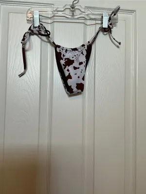 Brown & White Cow Print Triangle Bikini Top thumbnail 3