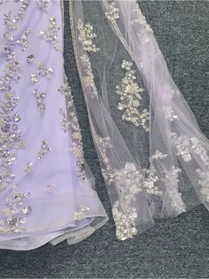 Lavender Purple Glitter Beaded Gown Size L thumbnail 3