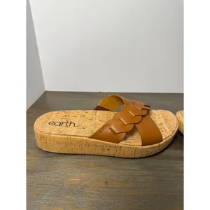 Earth Scotti‎ Leather Platform Slide Sandals Cork Comfort Size 9 NWT thumbnail 3