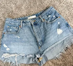 Garage Denim Cheeky Festival Blue Distressed Denim Shorts thumbnail 1