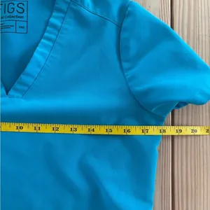 FIGS Technical Collection‎ Scrub Top XXS Teal Blue V-Neck Short Sleeve Pockets thumbnail 6
