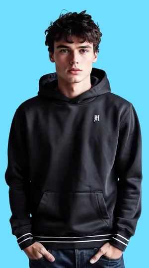 Hollister California Black Hoodie with Los Angeles Script Hood Detail thumbnail 1