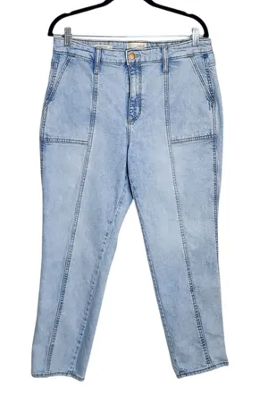 Universal Thread Light Wash High Rise Slim Straight Ankle Jeans Size 12 Flaw thumbnail 1