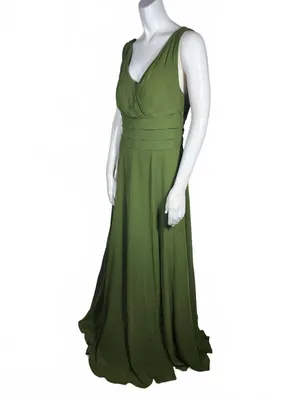 NWT Azazie Bianca Olive Green Sleeveless Maxi Slit Dress Size A12 thumbnail 2