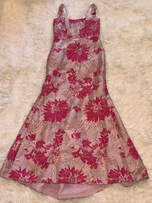 NEW Dessy Collection Hibiscus Pink Square Neck Trumpet Gown Sz 16 thumbnail 4
