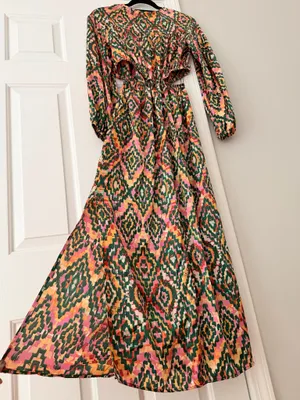 Zara Printed Cutout Bohemian Maxi Dress, Size XS thumbnail 12