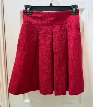 Lauren James Bright Red Pleated Circle Skirt - Flattering A-Line Silhouette in XS thumbnail 1