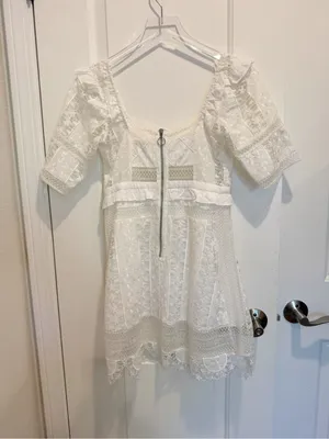 FOR LOVE AND LEMONS Amandine Mini‎ Dress Embroidered White Ivory Lace size XS thumbnail 6