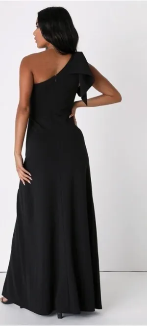 LULU's Sexy Prom Wedding Elegant Classic One Shoulder Mermaid Trumpet Maxi thumbnail 1