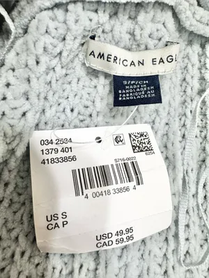 American Eagle Outfitters Open-Front Chunky Knit Cardigan Light Blue Size Small thumbnail 6