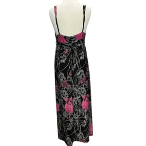 Ambrielle Y2K Pink Floral Maxi‎ Dress Empire Waist Open Back Tie Fairy Grunge M thumbnail 6