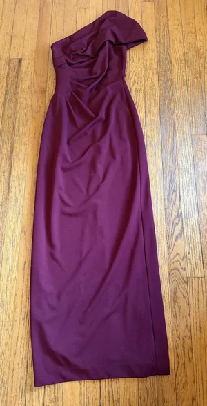 DB Studio Dress Womens 0 Red One Shoulder Sheath Gown Formal Evening Wedding thumbnail 1