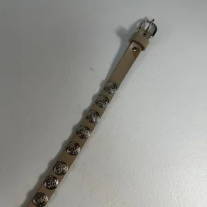 Vintage‎ S/M Skinny Leather Belt Boho Ornate Silver Concho Studded Western Tan thumbnail 6