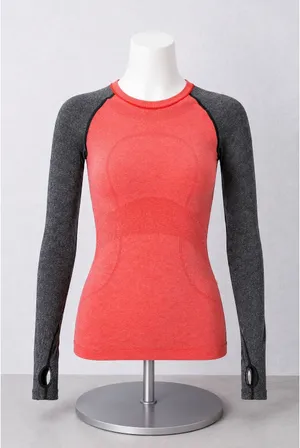 Lululemon Womens Swiftly Tech Long Sleeve‎ Red Gray Colorblock 4 thumbnail 1