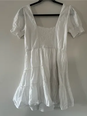 Altar'd State White 100% Cotton Milkmaid Puff Sleeve Mini Dress M Cottagecore thumbnail 7