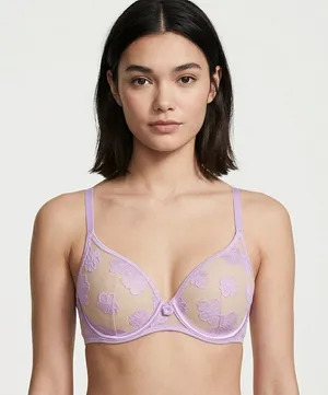 PINK Victoria's Secret Lightly Lined Legerement Double Lace/Flora Bra - Size 34B thumbnail 1