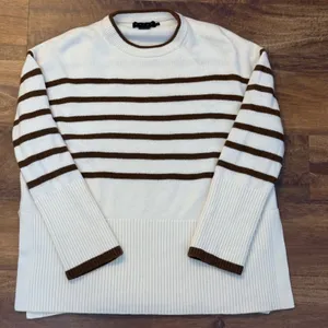 Hatch Maternity Merino Wool Striped Sweater Cream Brown Size 0 thumbnail 1