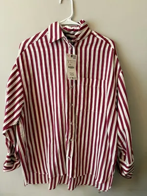 ZARA Button Down Shirt Long Sleeve Striped thumbnail 1