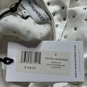 NWT We Wore What Asymmetrical Crystal Halter Tie One Shoulder Mini Dress 0 White thumbnail 8