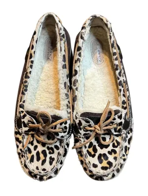 Sperry Top-Sider Boat Shoes Womens Size 8.5 Brown Leopard Faux‎ Fur Lined thumbnail 1
