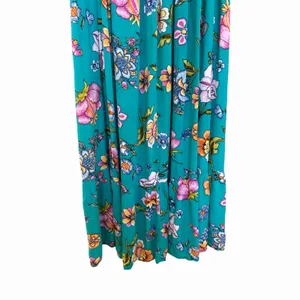 Bechamel Floral Maxi House Dress S Turquoise Pink Boho Cottagecore Artisan Folk thumbnail 8