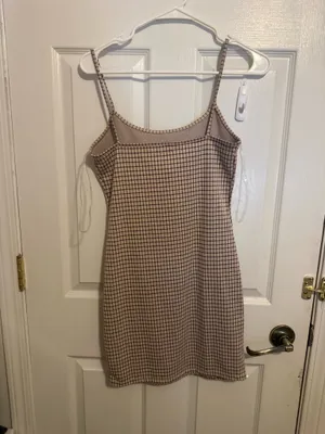 Hailey & June Beige Brown Plaid Ruched Mini Dress Size Small thumbnail 3