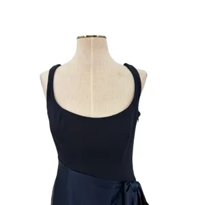 Cinq a Sept Marian Gown Navy Silk Draped Bow Side Slit Maxi Dress NWT Size 6 thumbnail 4
