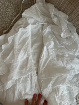 White one shoulder mini dress with ruffles thumbnail 5