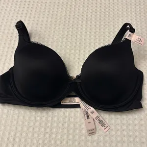 NEW! $50 VICTORIA’S SECRET 32D Lightly Lined Demi Bra BLACK Padded Underwire thumbnail 3