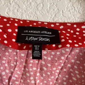 & Other Stories red and white polka dot wrap top blouse thumbnail 3