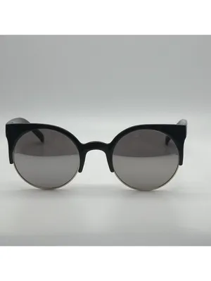 Black and Gold Round Sunglasses with Cat Eye Frame thumbnail 4