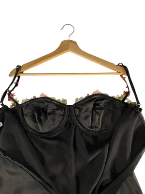 Princess Polly Kenzie Black Satin Floral Applique Bustier Mini Dress Size 10 thumbnail 4