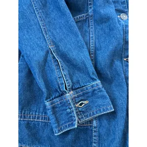 Dizzy Lizzy Dark Wash Denim Long Sleeve Collared Button Down Shirt Blue Size L thumbnail 6