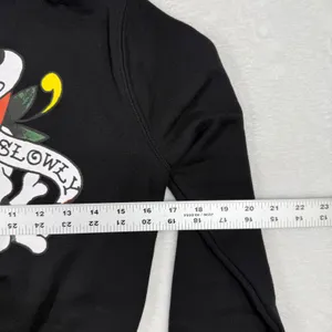 Ed Hardy Love Kills Slowly Cropped Zip Up‎ Hoodie Black Skull Tattoo Y2K Medium thumbnail 3