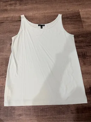 EILEEN FISHER 100% Silk Stretch Jersey Scoop Neck Tank in Pale Blue thumbnail 2