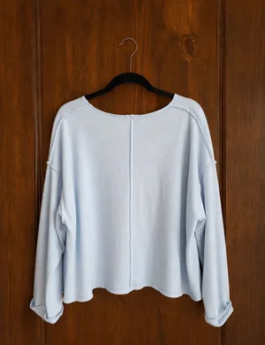 Francesca's baby blue long sleeve top thumbnail 2