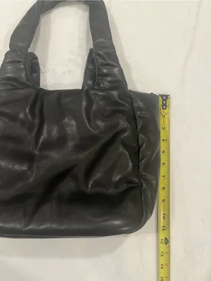 A New Day Black Puffy Ruched Shoulder Bag Tote thumbnail 8