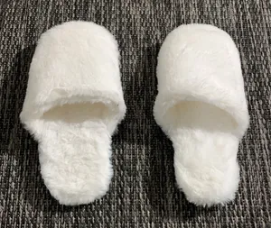 White Fluffy Slippers One Size NWOT thumbnail 1